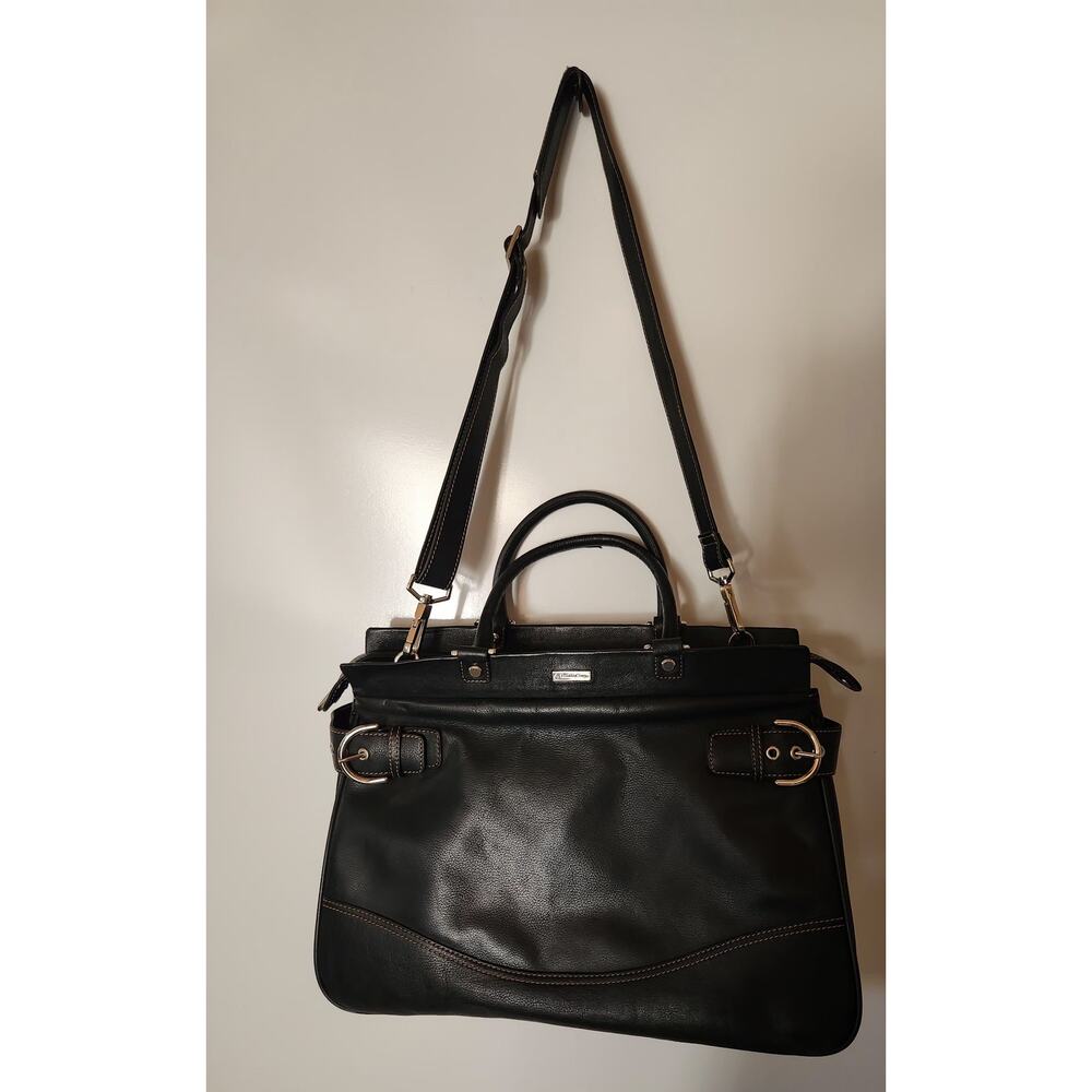 Franklin Covey Black Leather Buisness Computer Bag 12"x17"